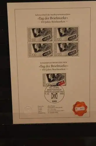 Deutschland 1990, Schwarzdruck: Tag der Briefmarke 1990; ESST, nummeriert, limitiert, MiNr 1479