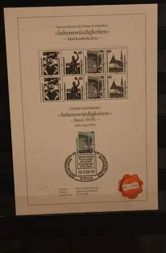 Deutschland 1989, Schwarzdruck: Sehenswürdigkeiten: Zeche Zollern II Dortmund; ESST, nummeriert, limitiert, MiNr 1341Cu