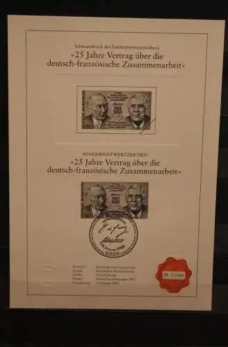 Deutschland 1988, Schwarzdruck: Deutsch-Französische Zusammenarbeit, ESST, nummeriert, limitiert, MiNr 1351