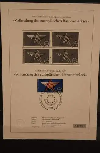 Deutschland 1992, Schwarzdruck: Europäischer Binnenmarkt, ESST, nummeriert, limitiert, MiNr 1644