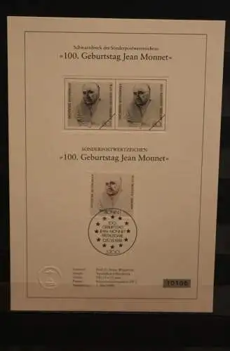 Deutschland 1988, Schwarzdruck: Jean Monnet, ESST, nummeriert, limitiert, MiNr 1372