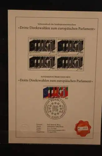 Deutschland 1989, Schwarzdruck: Direktwahlen zum europäischen Parlament; ESST, nummeriert, limitiert, MiNr 1416