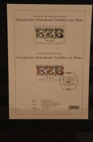 Deutschland 1998, Schwarzdruck: Europäische Zentralbank; ESST, nummeriert, limitiert, MiNr 2000