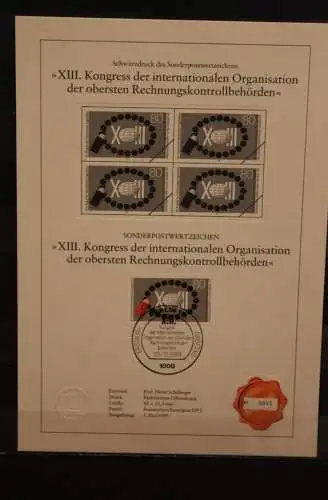 Berlin 1989, Schwarzdruck: Kongress der Rechnungskontrollbehörden, ESST, nummeriert, limitiert, MiNr 843