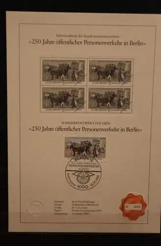 Berlin 1990, Schwarzdruck: 250 Jahre öffentlicher Personenverkehr, ESST, nummeriert, limitiert, MiNr 861