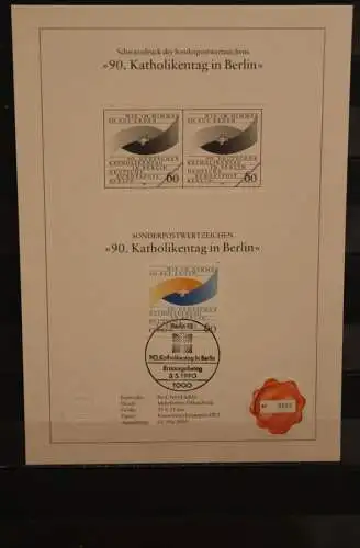 Berlin 1990, Schwarzdruck: 90. Katholikentag, ESST, nummeriert, limitiert, MiNr 873