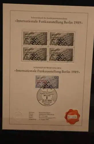 Berlin 1989, Schwarzdruck: Intern. Funkausstellung, ESST, nummeriert, limitiert, MiNr 847