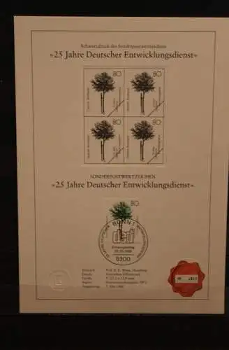 Deutschland 1988, Schwarzdruck: Deutscher Entwicklungsdienst, DED, ESST, nummeriert, limitiert, MiNr 1373