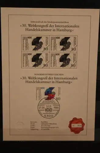 Deutschland 1990, Schwarzdruck: Intern. Handelskammer, ESST, nummeriert, limitiert, MiNr 1471