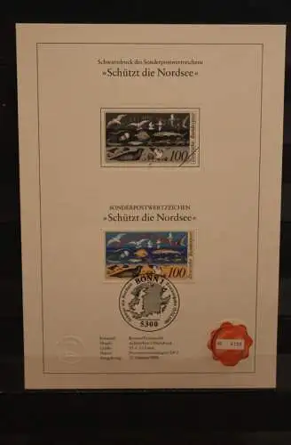 Deutschland 1990, Schwarzdruck: Schützt die Nordsee, ESST, nummeriert, limitiert, MiNr 1454