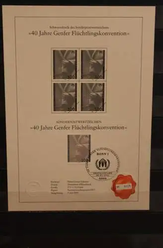 Deutschland 1991, Schwarzdruck: Genfer Flüchtlingskonvention, ESST, nummeriert, limitiert, MiNr 1544