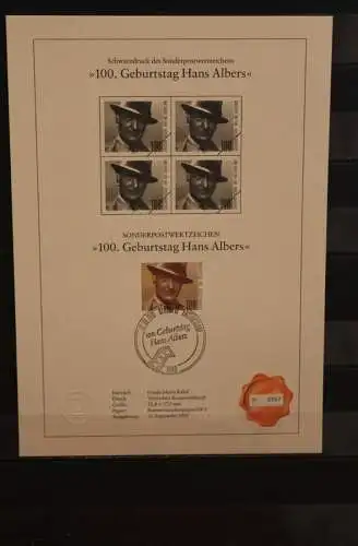 Deutschland 1991, Schwarzdruck: Hans Albers, ESST, nummeriert, limitiert, MiNr 1561