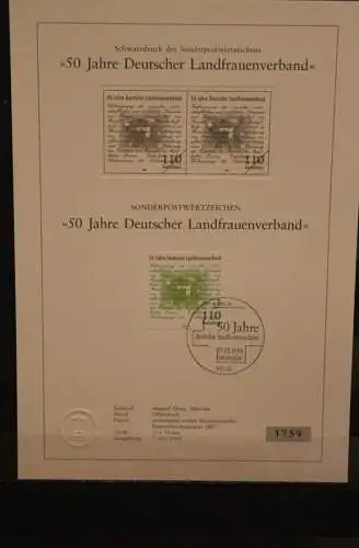 Deutschland 1998, Schwarzdruck: Landfrauenverband, ESST, nummeriert, limitiert, MiNr 1988