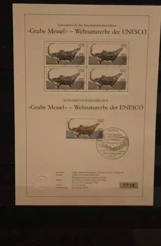 Deutschland 1998, Schwarzdruck: Grube Messel- UNESCO Weltkulturerbe, ESST, nummeriert, limitiert, MiNr 2006