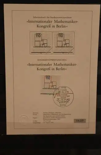 Deutschland 1998, Schwarzdruck: Mathematiker-Kongreß, ESST, nummeriert, limitiert, MiNr 2005