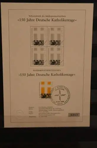 Deutschland 1998, Schwarzdruck: 150 Jahre Deutsche Katholikentage, ESST, nummeriert, limitiert, MiNr 1995