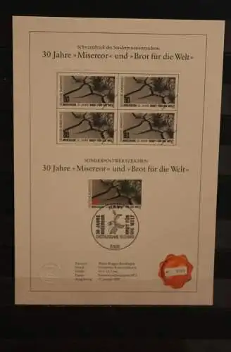 Deutschland 1989, Schwarzdruck: Misereor und Brot für die Welt, ESST, nummeriert, limitiert, MiNr 1404