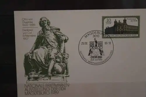 DDR 1989, Ganzsache Otto von Guericke, Nationale Briefmarken-Ausstellung Magdeburg, SST