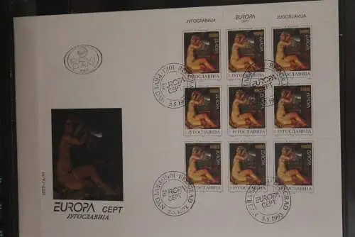 Jugoslawien 1993, Europa CEPT, MiNr. 2603-04, KB auf FDC