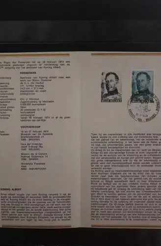 Belgien, Schwarzdruck, Ersttagsfaltblatt Nr. 1-1974: König Albert; Fläm. Ausgabe