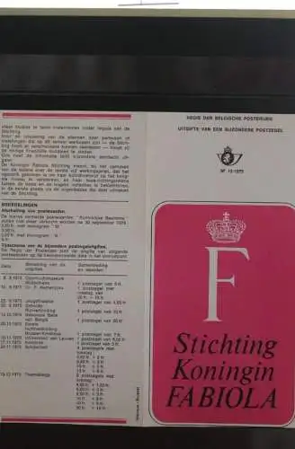 Belgien, Schwarzdruck, Ersttagsfaltblatt Nr. 12-1975: Königin Fabiola-Stiftung; Fläm. Ausgabe