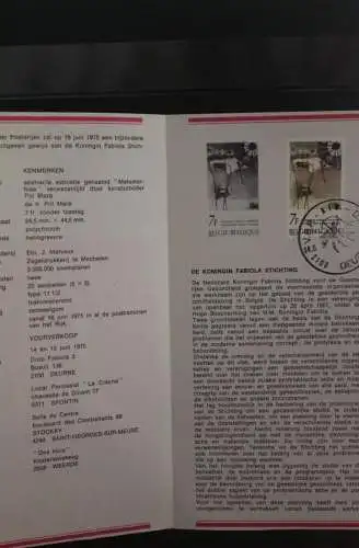 Belgien, Schwarzdruck, Ersttagsfaltblatt Nr. 12-1975: Königin Fabiola-Stiftung; Fläm. Ausgabe