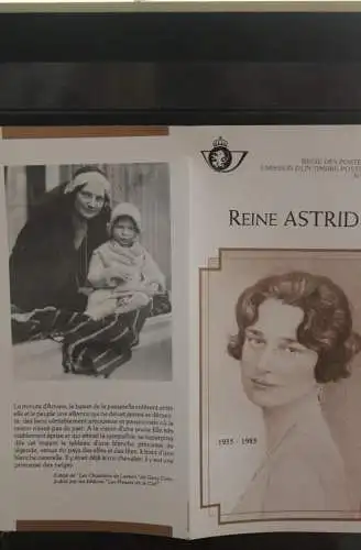 Belgien, Schwarzdruck, Ersttagsfaltblatt Nr. 14-1985: Königin Astrid; Franz. Ausgabe