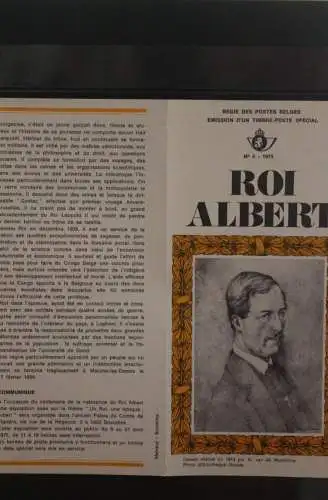 Belgien, Schwarzdruck, Ersttagsfaltblatt Nr. 5-1975: König Albert.; Franz. Ausgabe