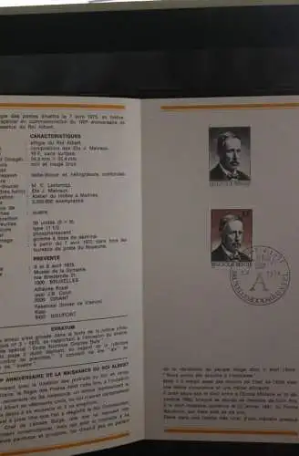 Belgien, Schwarzdruck, Ersttagsfaltblatt Nr. 5-1975: König Albert.; Franz. Ausgabe