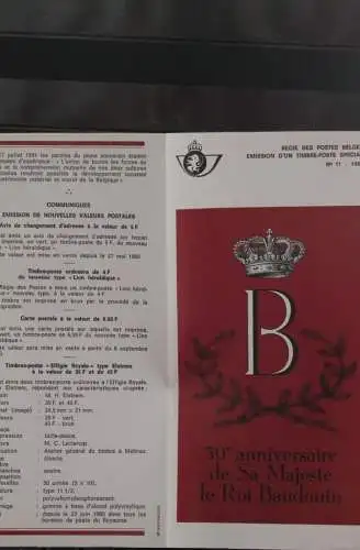 Belgien, Schwarzdruck, Ersttagsfaltblatt Nr. 11-1980: König Baudouin.; Franz. Ausgabe