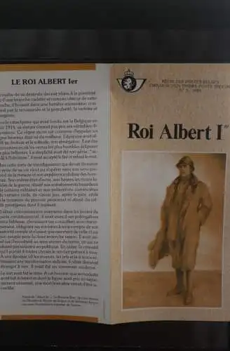 Belgien, Schwarzdruck, Ersttagsfaltblatt Nr. 3-1984: König Albert I.; Franz. Ausgabe