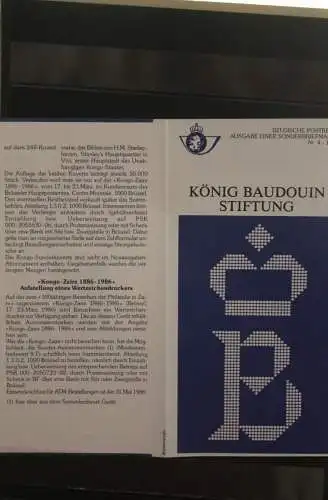 Belgien, Schwarzdruck, Ersttagsfaltblatt Nr. 4-1986: König Baudouin-Stiftung; Deutsche. Ausgabe