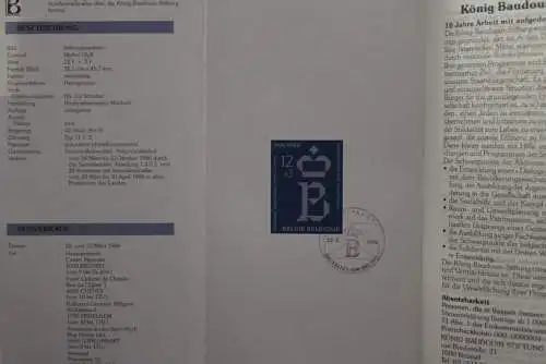 Belgien, Schwarzdruck, Ersttagsfaltblatt Nr. 4-1986: König Baudouin-Stiftung; Deutsche. Ausgabe