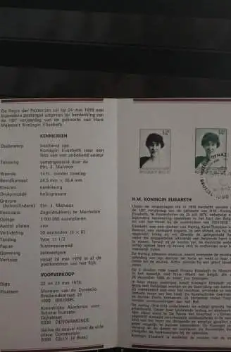 Belgien, Schwarzdruck, Ersttagsfaltblatt Nr. 11-1976: Königin Elisabeth; Fläm. Ausgabe