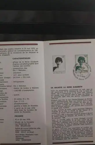 Belgien, Schwarzdruck, Ersttagsfaltblatt Nr. 11-1976: Königin Elisabeth; Franz. Ausgabe