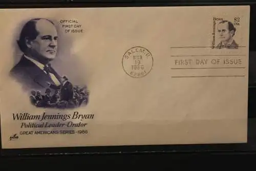 USA 1986, William Jennings Bryan, FDC