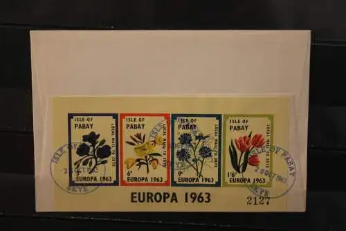 Isle of Pabay; EUROPA 1963, Block, großes Format, FDC; lesen