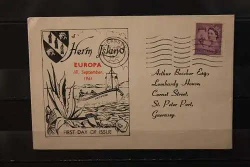 Herm Island; EUROPA 1961, 6 Werte, FDC; lesen