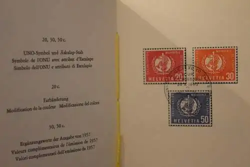 Schweiz 1960, Dienstmarken der Organisation Mondiale de la Sante; Sammelbüchlein Nr.34, gebraucht