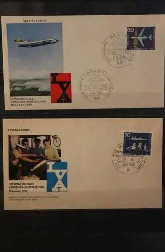 Deutschland 1965, Intern. Verkehrs-Ausstellung IVA München 1965, MiNr. 468-74, 7 FDC, Besonderheit: 7 verschiedene ESST