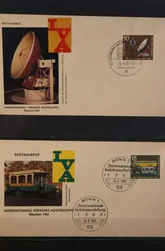 Deutschland 1965, Intern. Verkehrs-Ausstellung IVA München 1965, MiNr. 468-74, 7 FDC, Besonderheit: 7 verschiedene ESST