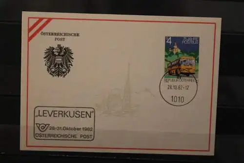 Österreich, "LEVERKUSEN" 1982, Ausstellungskarte, Postbus-Marke