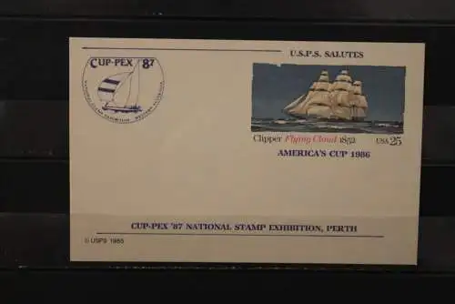 USA 1985, Ganzsache, Clipper Flying Cloud, CUP-EX '87 Stamp Exhibition Perth, America's Cup 1986, ungebraucht