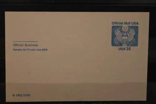 USA 1982, Ganzsache, Official Business, ungebraucht