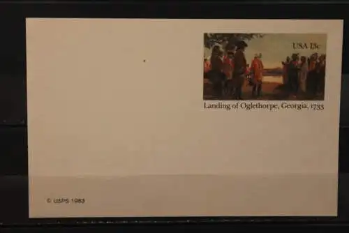 USA 1983, Ganzsache, Landing of Oglethope, Georgia, 1733, ungebraucht