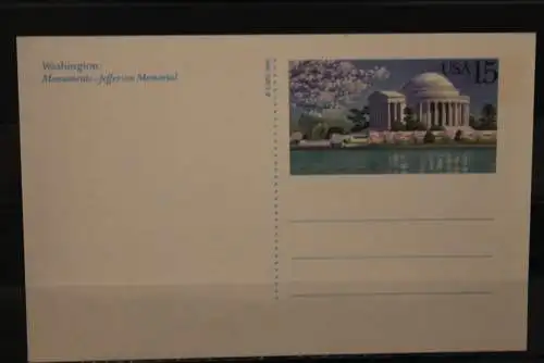 USA 1989, Ganzsache, Washington, Jefferson-Memorial, ungebraucht