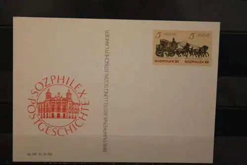 DDR 1985, Ganzsache Sozphilex '85 - Postgeschichte, ungebraucht