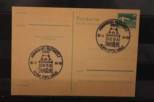 DDR 1984, Ganzsache mit Sonderstempel Adam-Ries-Haus, Annaberg-Buchholz