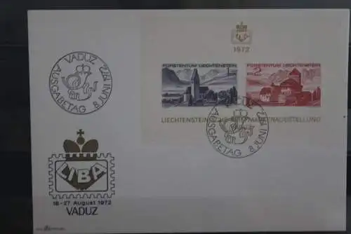 Liechtenstein, LIBA 1972, Block auf FDC