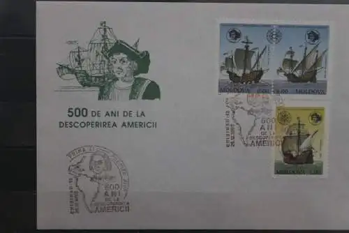 Moldova, Entdeckung Amerikas, Columbus, 1992 auf FDC